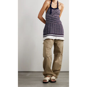 3.1 Phillip Lim Top Size S Midnight Blue Cotton Wool blend Jacquard Halter Neck